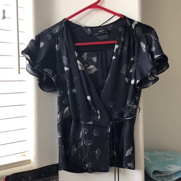 Zara Tops - Zara floral wrap blouse size s